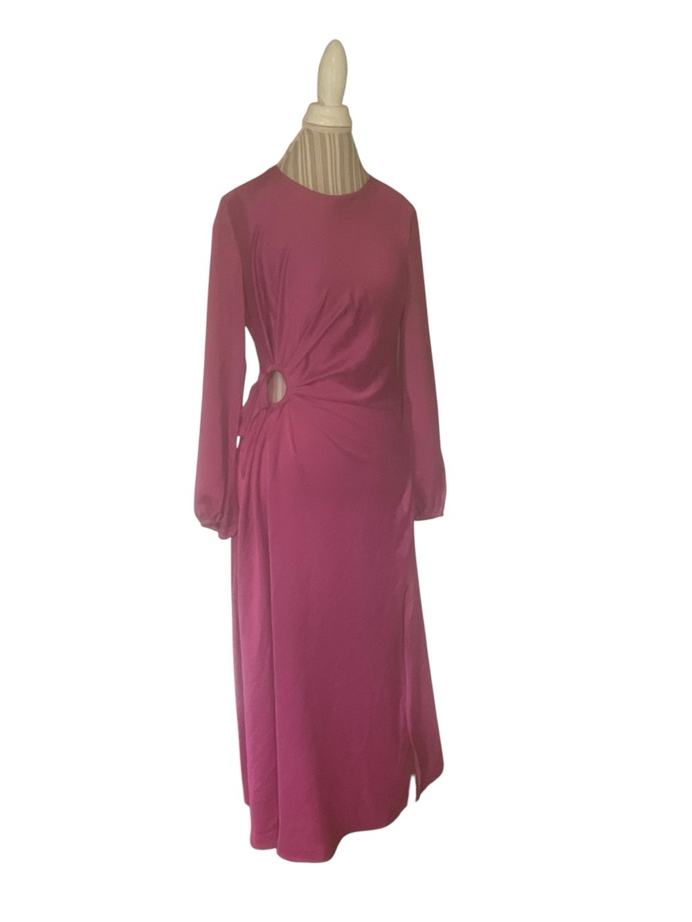 House of Harlow 1960 Long Sleeve Fuchsia Midi Dress with Side Cutout sz medium